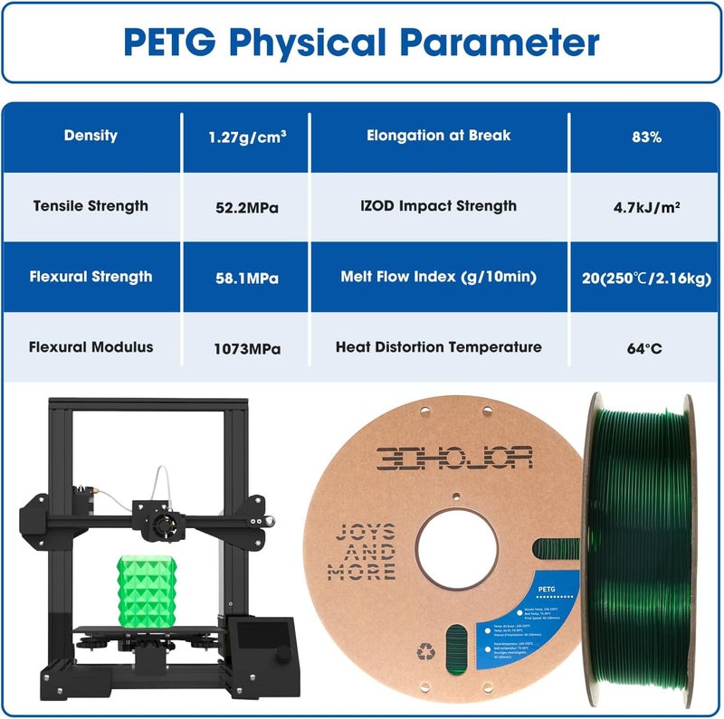 3DHoJor PETG Filament 1.75mm Solid Silver,3D Printing Filament 1kg Spool(2.2lbs), 3D Filament 1.75mm Dimensional Accuracy +/- 0.03mm Non Tangling Non Clogging Non Stringing,Print with Most 3D Printers - Image 5